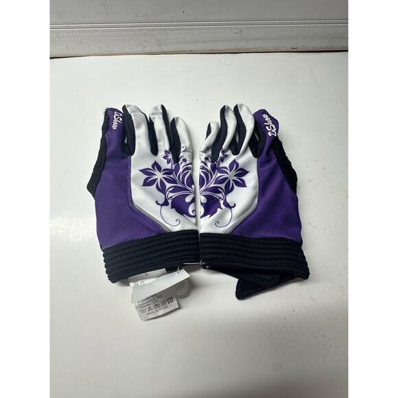 DuShow Women’s Riding Gloves Purple Floral Grip Size L Breathable - Picture 1 of 3